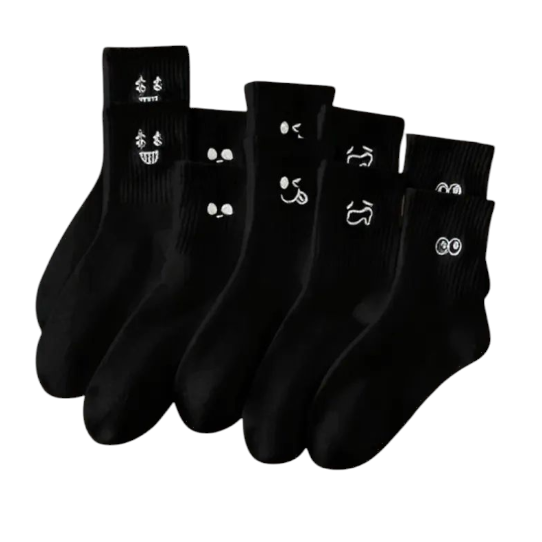 5-Pair Cartoon Expression Socks