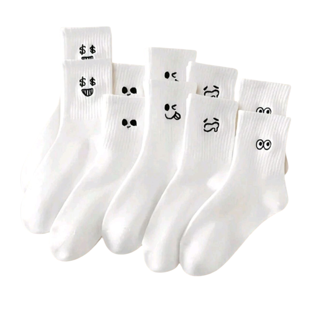 5-Pair Cartoon Expression Socks