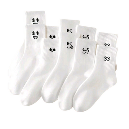 5-Pair Cartoon Expression Socks