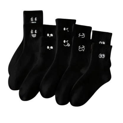 5-Pair Cartoon Expression Socks