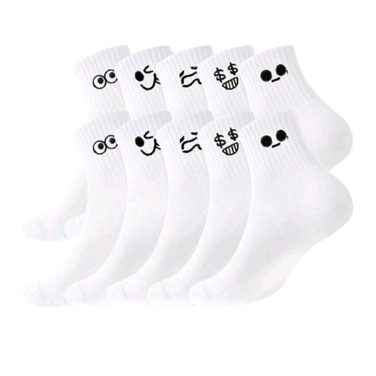 5-Pair Cartoon Expression Socks