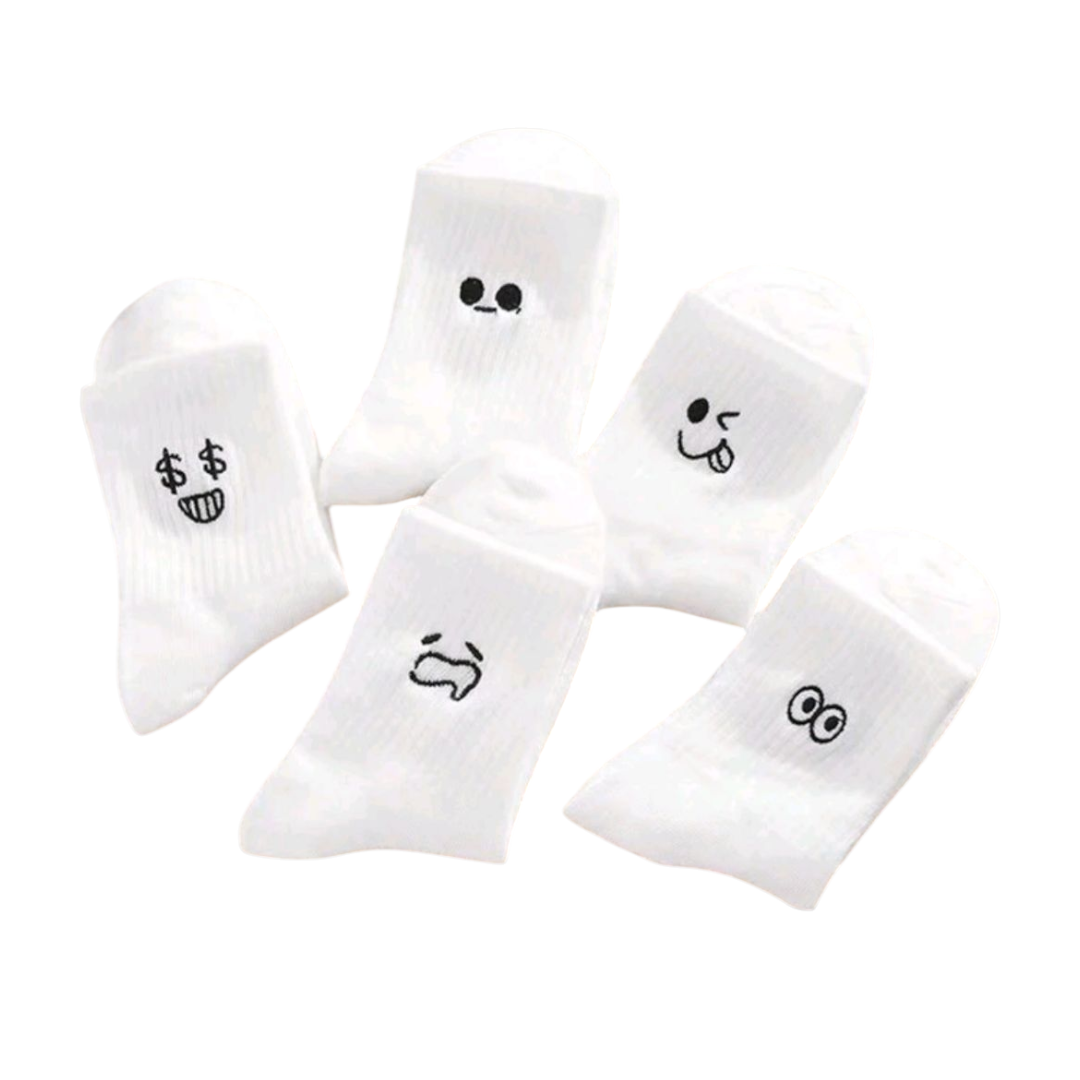 5-Pair Cartoon Expression Socks