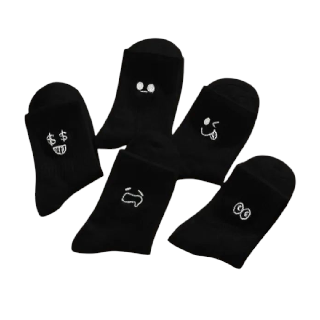 5-Pair Cartoon Expression Socks