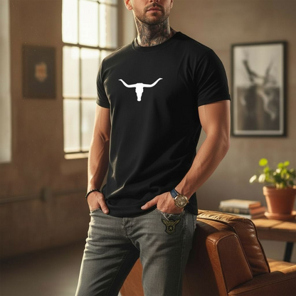 Men's short sleeve shirt - Longhorn skull print