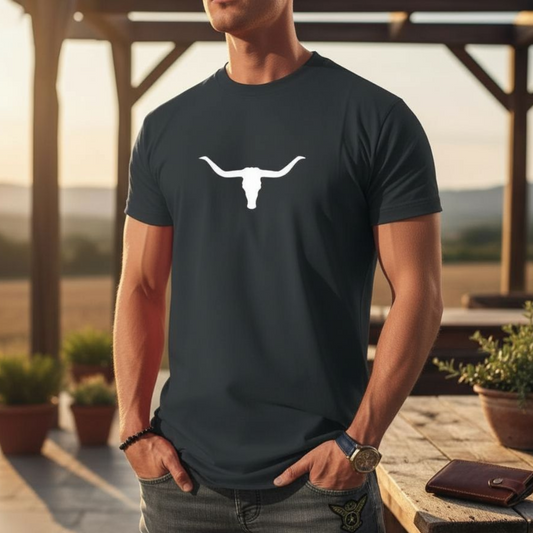 Men's short sleeve shirt - Longhorn skull print