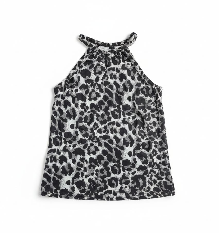 Women's sleeveless halter neck top - Leopard print
